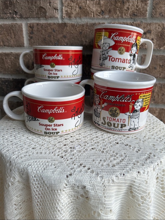 Campbell'S Other - Campbell's Red & White Soup Stackable Mugs Lot Set of 6 with 2 styles 98 and 99